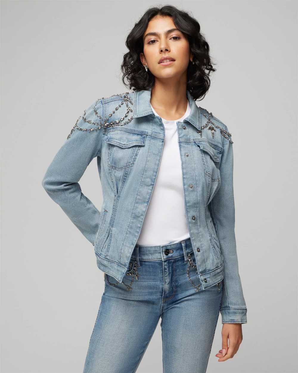 White house black market denim jacket discount